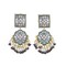 Oversized Indian Jhumka Earrings – Square Stud Jhumki, Ethnic Chandbali with Floral Print & Faux Pearls – Bollywood Dangle Jewelry for Women, Bride & Birthday Gift
